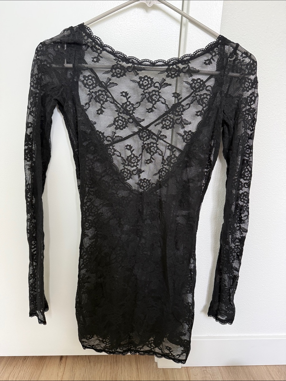 Victoria's Secret Black Lace Long-Sleeve Lingerie